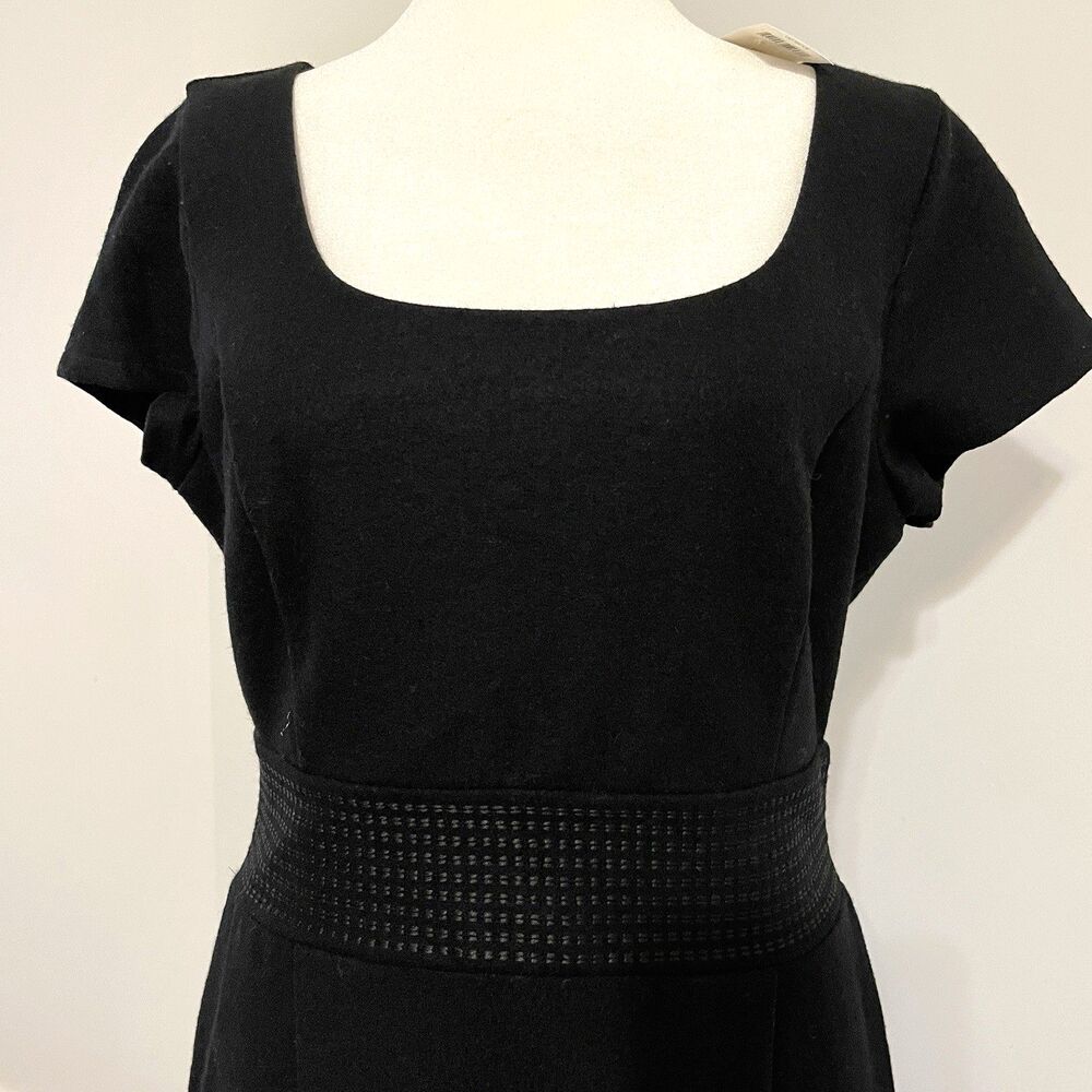 Banana Republic Little Black Wool Dress Sz 10 Embroidered Waist Lined NEW W Tags - Picture 2 of 14